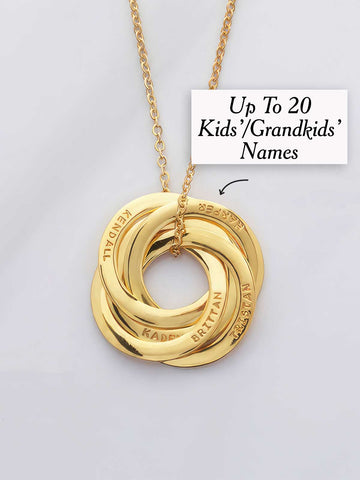 Mom/Grandma Ring Necklace with Kids'/Grandkids' Names - 2-5 Rings