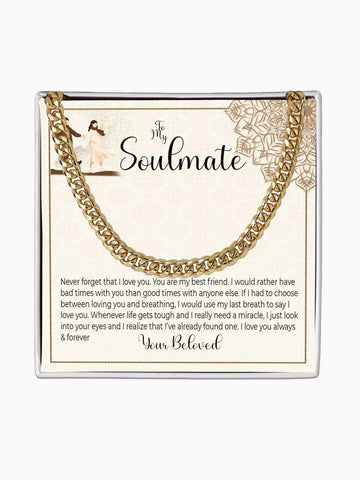 To Soulmate - 'Loving you or breathing' - Cuban Link Chain Necklace