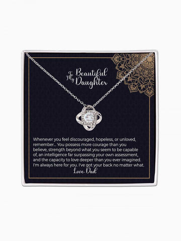 To Daughter - 'Whenever you feel discouraged' - Love Knot Necklace