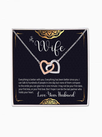 To Wife - 'Everything is better with you' - Interlocking Hearts Necklace