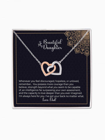 To Daughter - 'Whenever you feel discouraged' - Interlocking Hearts Necklace