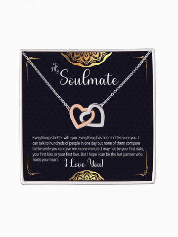 To Soulmate - 'Everything is better with you' - Interlocking Hearts Necklace