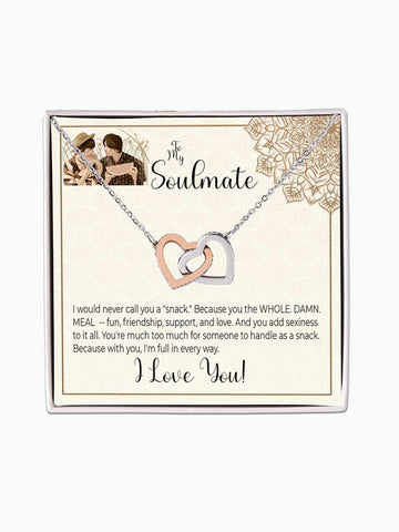 To Soulmate - 'You make me full' - Interlocking Hearts Necklace