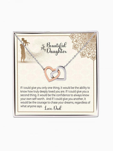 To Daughter - 'If I could give you 3 things' - Interlocking Hearts Necklace