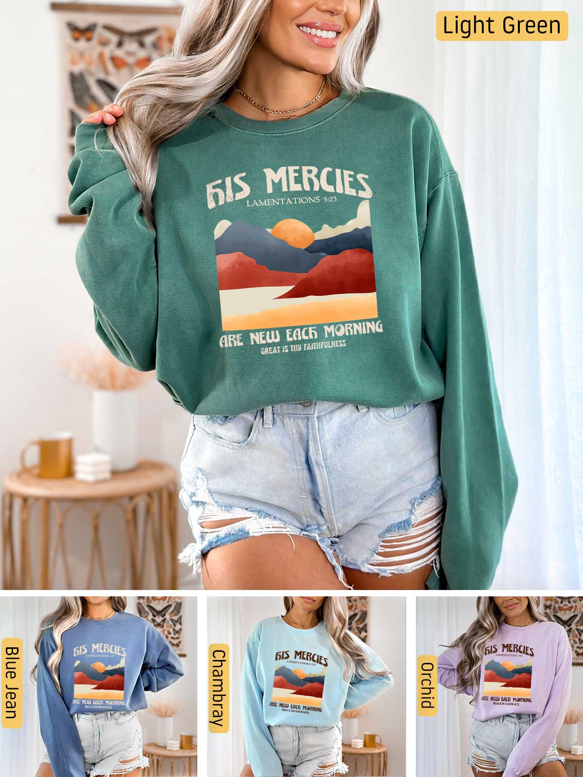 a collage of photos of a woman wearing a sweatshirt