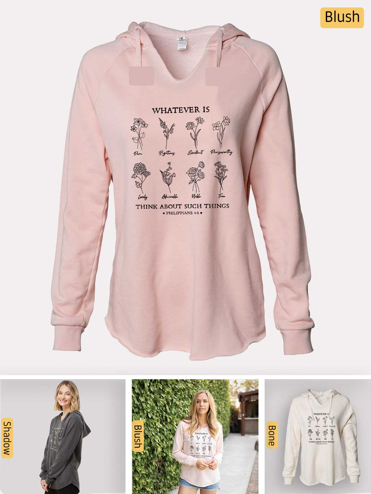 a women's hoodie with a picture of flowers on it