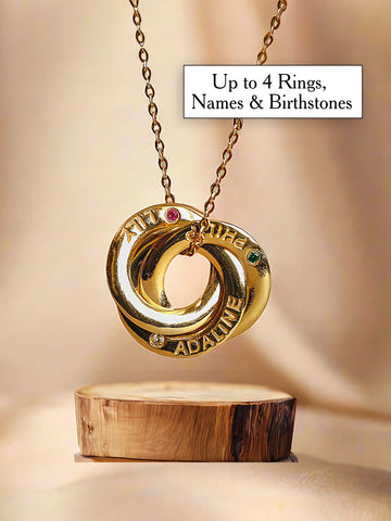 2-4 Ring Necklace with Kids' Names & Birthstones – Ideal Mom Necklace