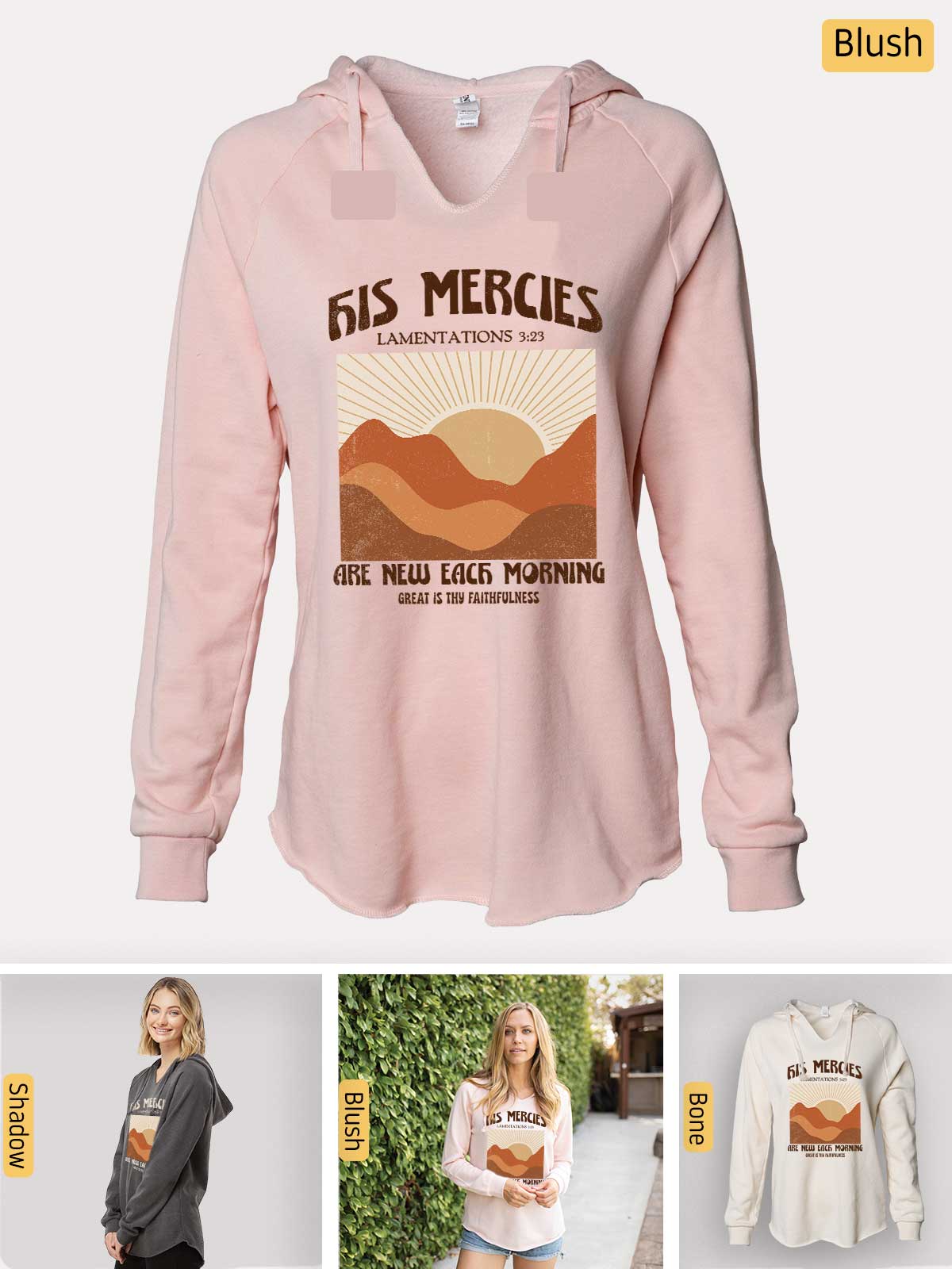 a pink sweatshirt with a picture of a woman wearing a pink sweatshirt