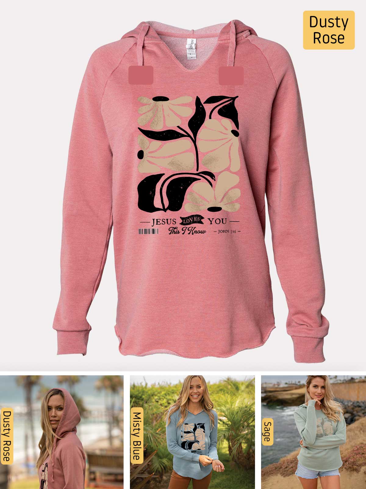 a woman wearing a pink sweatshirt with a horse on it