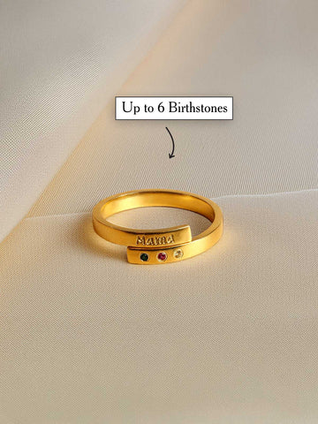 1-6 Birthstones & Name Wrap Ring -  2.5mm