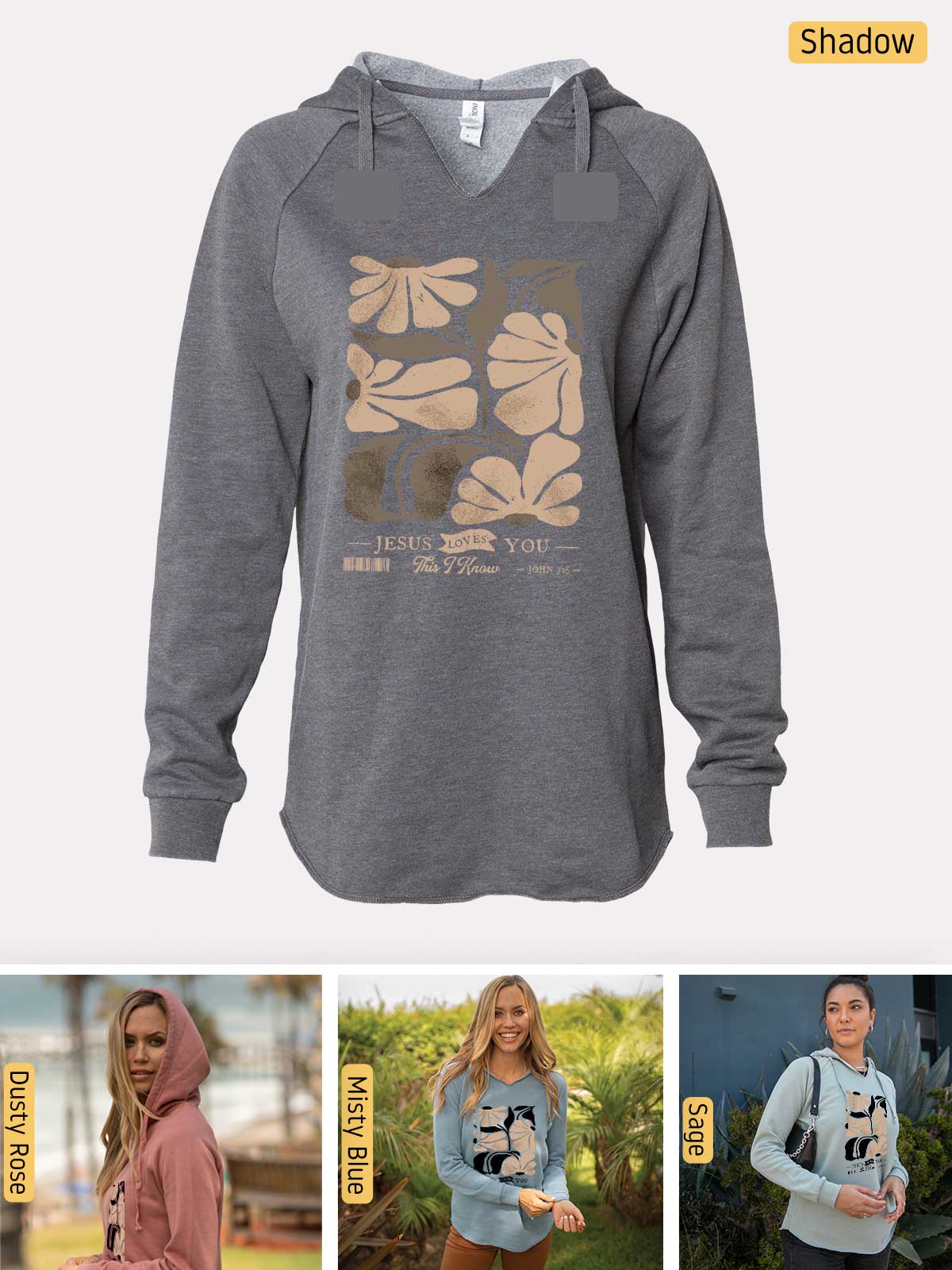 a women's hoodie with a picture of a woman wearing a hoodie