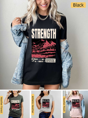 Strength, I Lift My Eyes to the Mountains - Psalm 121: 1-2 - Lightweight, Unisex T-Shirt