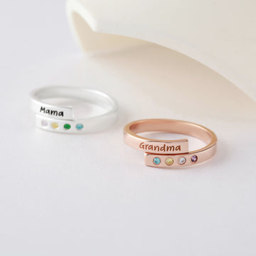 1-6 Birthstones & Name Wrap Ring -  2.5mm