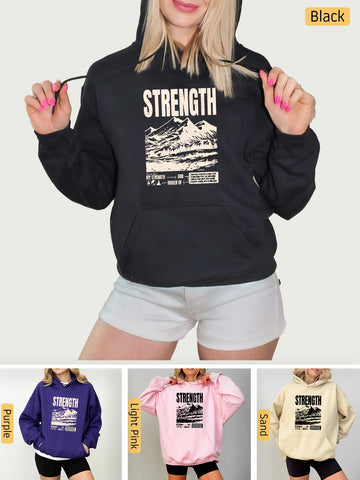 Strength, I Lift My Eyes to the Mountains - Psalm 121: 1-2 - Medium-heavyweight, Unisex Hoodie