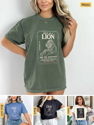 Bold as a Lion - Proverbs 28:1 - Medium-weight, Unisex T-Shirt