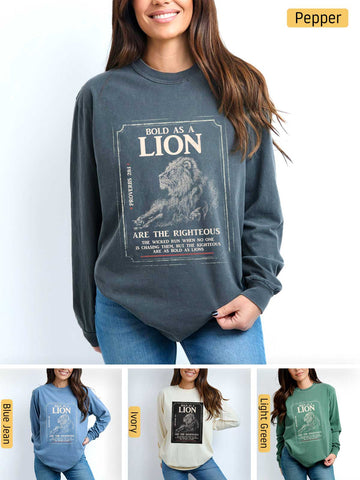 Bold as a Lion - Proverbs 28:1 - Medium-weight, Unisex Longsleeve T-Shirt