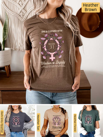 She is Clothed in Strength - Proverbs 31 Woman - Lightweight, Unisex T-Shirt