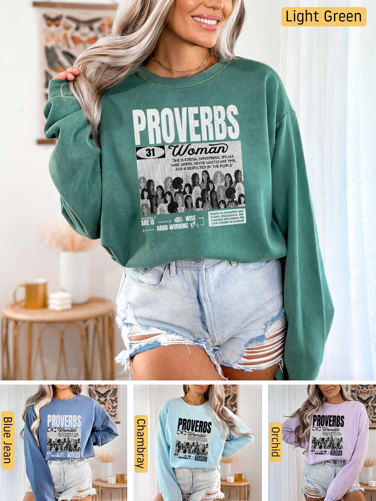 a woman wearing a sweatshirt with the words provers on it