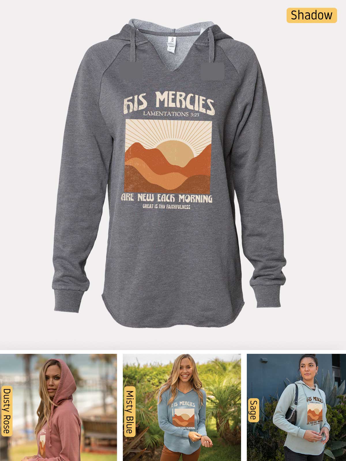 a women's sweatshirt with a picture of a woman wearing a hoodie