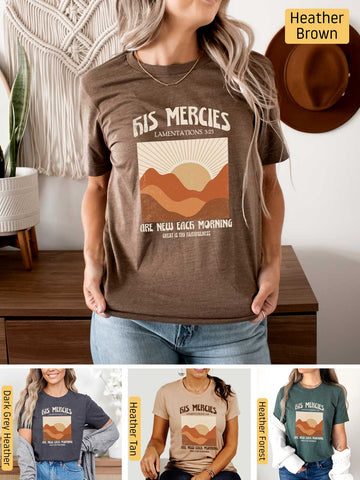 His Mercies are New Every Morning - Lamentations 3:22-23 - Lightweight, Unisex T-Shirt