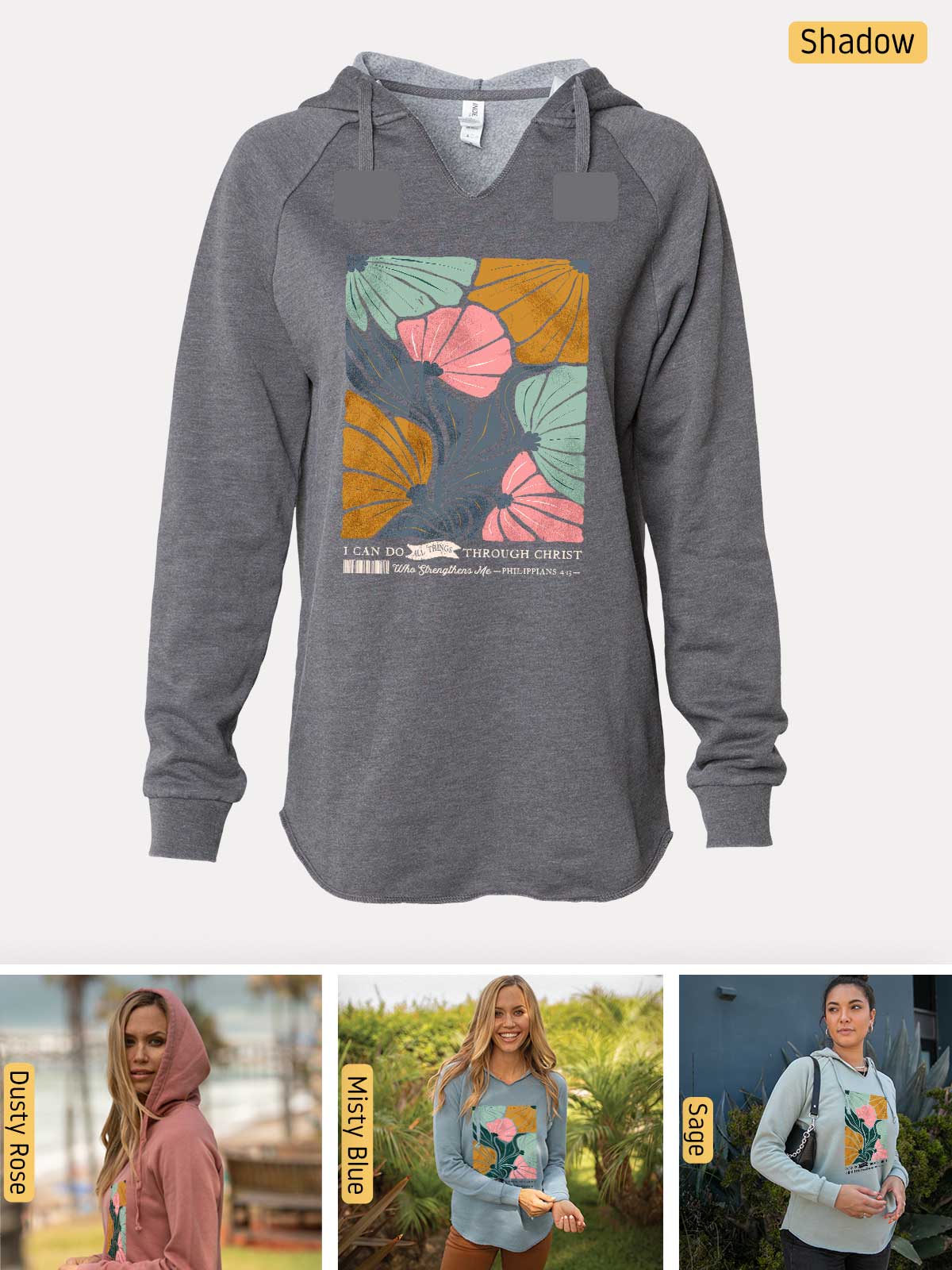 a women's hoodie with a picture of a woman wearing a hoodie
