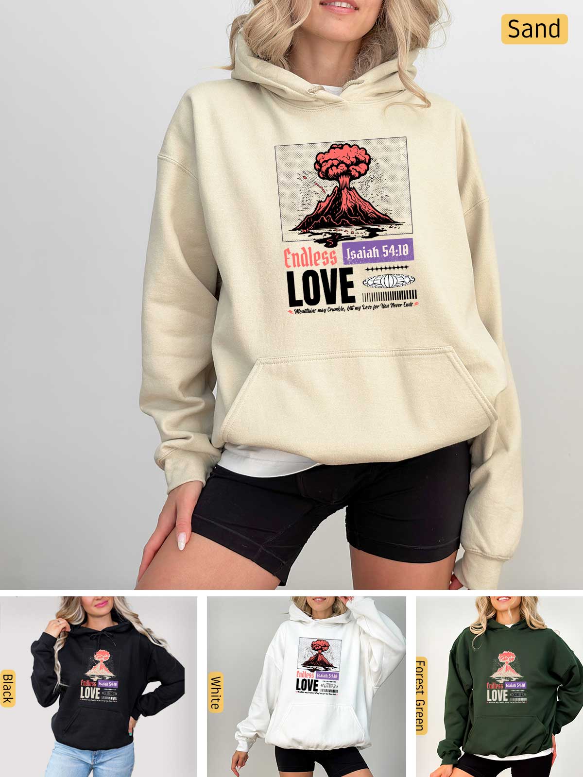 a woman wearing a hoodie with the words love on it