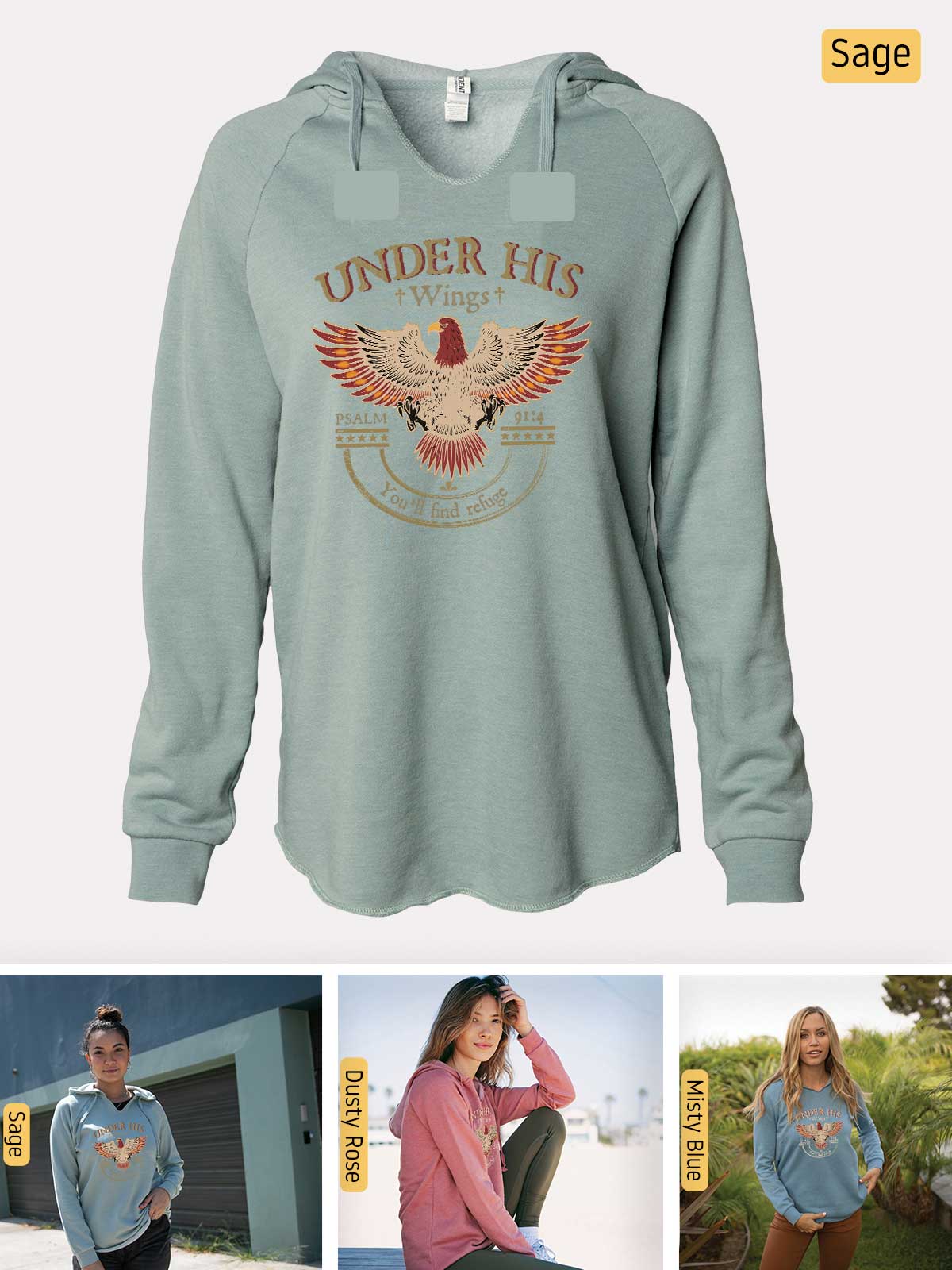 a women's sweatshirt with a picture of a woman sitting on a bench