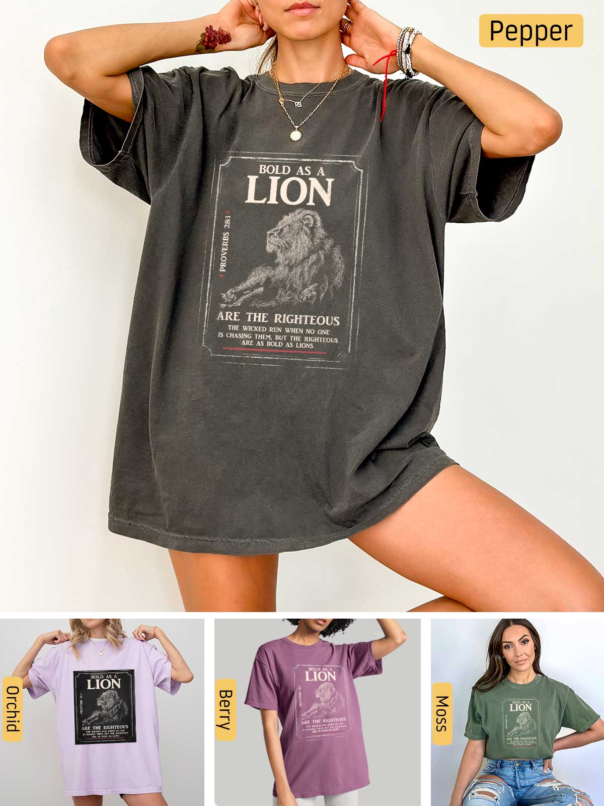 a woman wearing a lion t - shirt and shorts