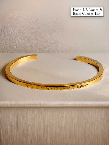 3mm 1-6 Names Thick Guage Cuff Bracelet – Gift for Mom and Grandmom