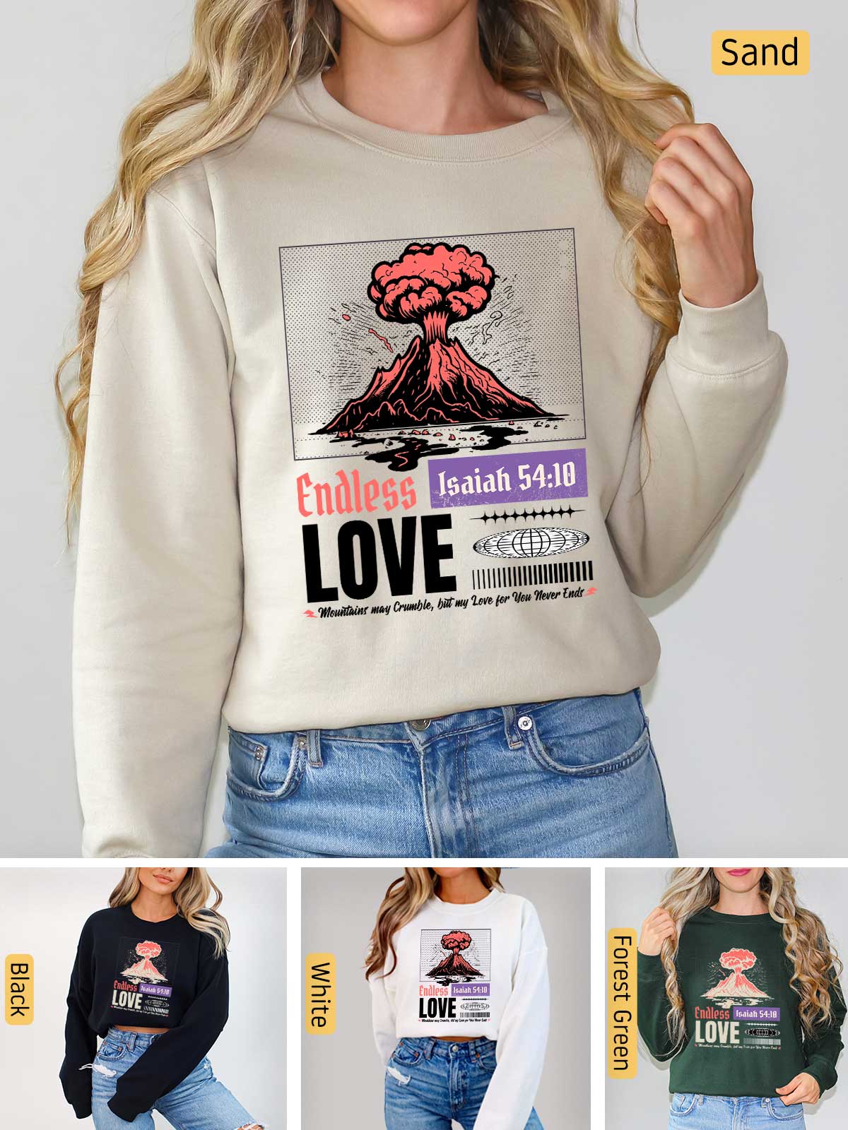 a woman wearing a sweatshirt with the words love on it