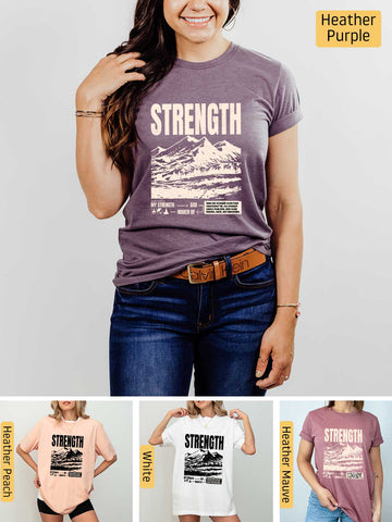 Strength, I Lift My Eyes to the Mountains - Psalm 121: 1-2 - Lightweight, Unisex T-Shirt