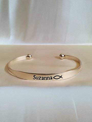 6.5mm Baptism Bulb-End Cuff Bracelet – Custom Baptism Engraving