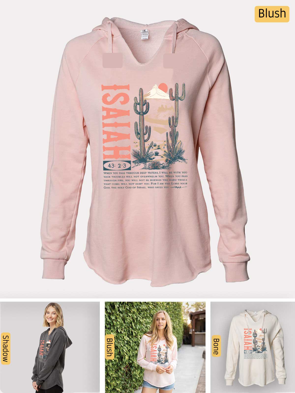 a pink hoodie with a cactus print on it
