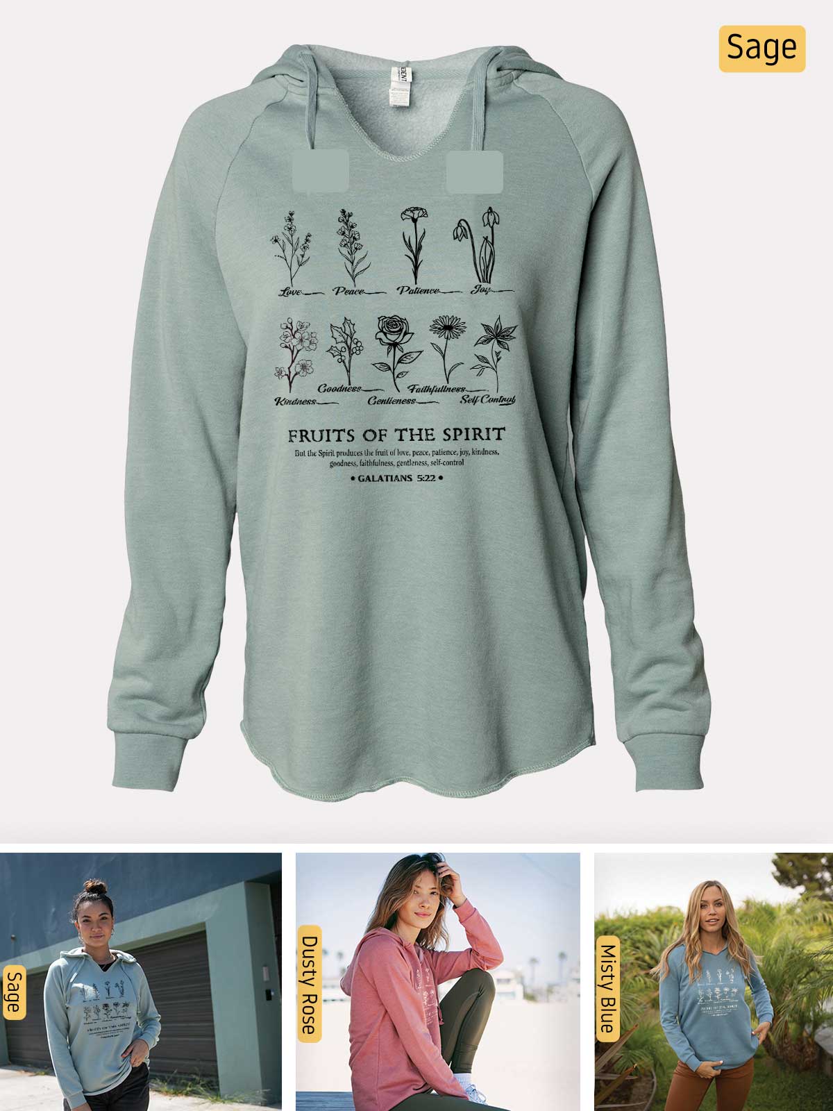 a women's sweatshirt with a picture of plants on it
