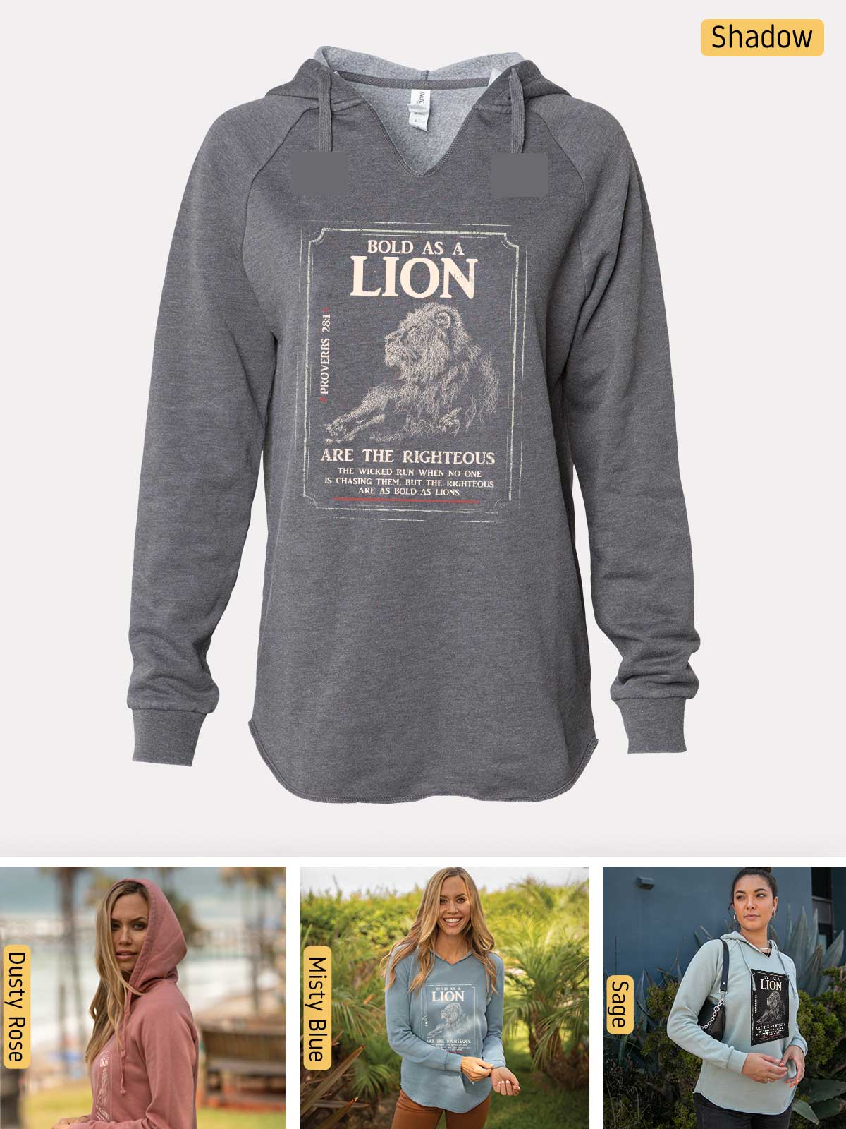 a women's sweatshirt with a lion on it