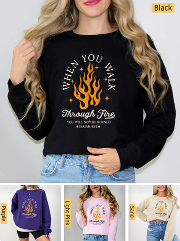 Walk Through the Fire, Firefighter - Isaiah 43:2-3 - Medium-heavyweight, Unisex Sweatshirt