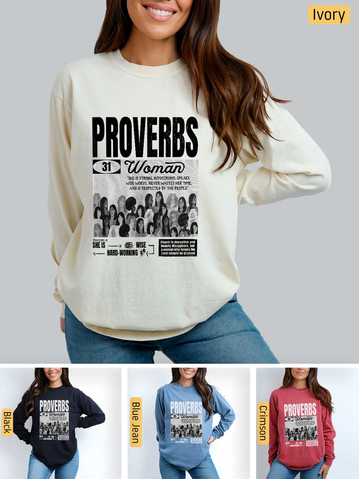 a woman wearing a sweatshirt that says prove prove prove prove prove prove prove prove prove