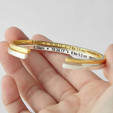 3mm 1-6 Names Thick Guage Cuff Bracelet – Gift for Mom and Grandmom