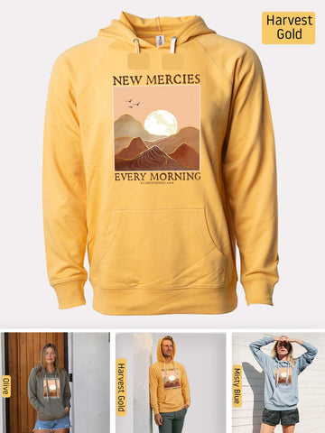 His Mercies are New Every Morning - Lamentations 3:22-23 - Lightweight, Unisex, Slim-Fit, Terry Loopback Hoodie