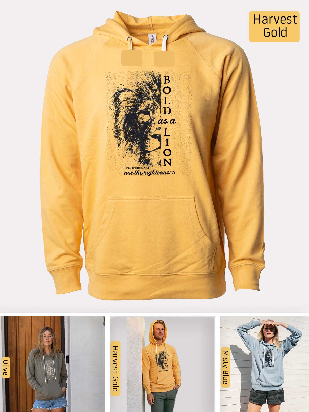 a yellow hoodie with a lion on it
