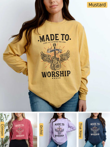 Made to Worship - Psalm 95:1 - Medium-weight, Unisex Longsleeve T-Shirt