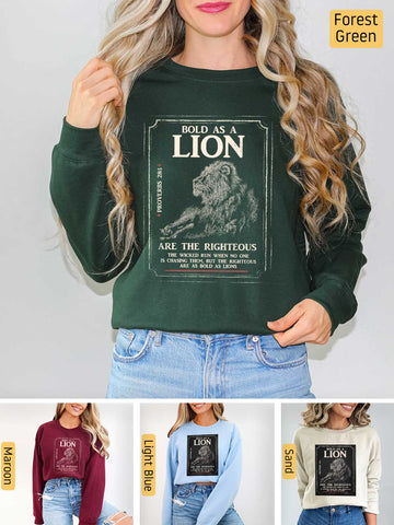 a woman wearing a sweatshirt with a lion on it