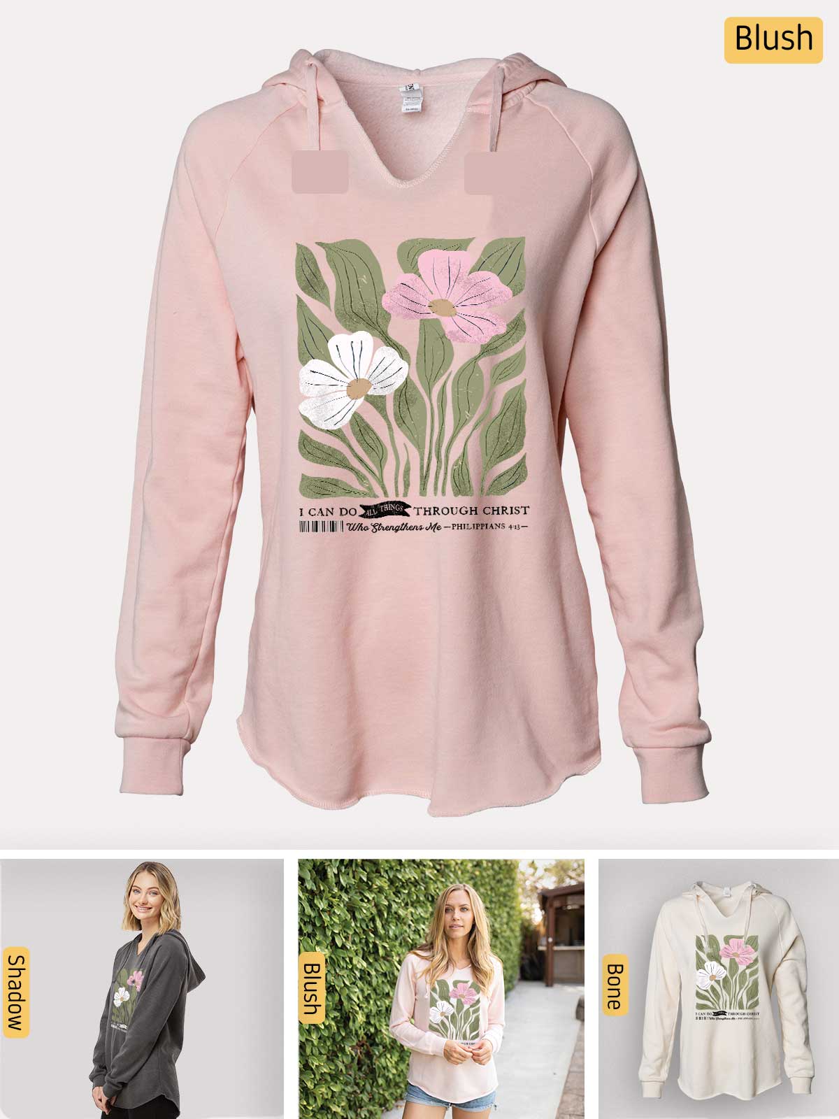 a women's sweatshirt with flowers on it