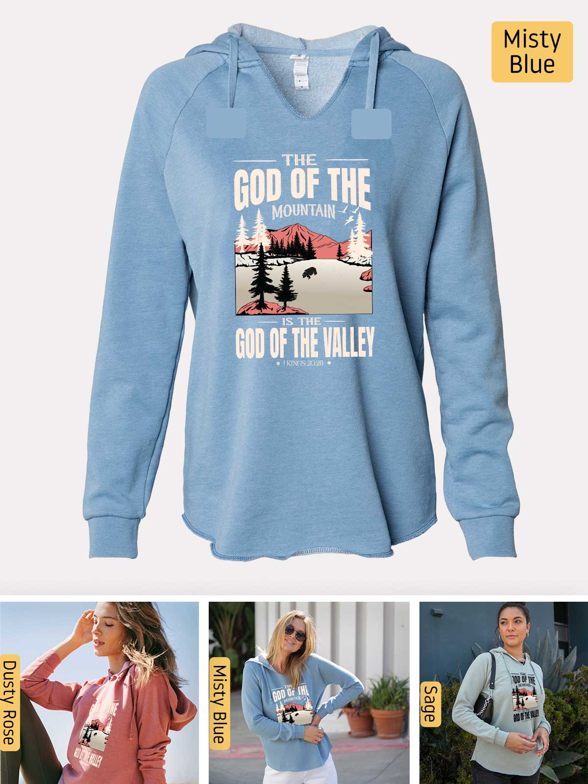 a blue hoodie with a picture of a woman wearing a blue hoodie
