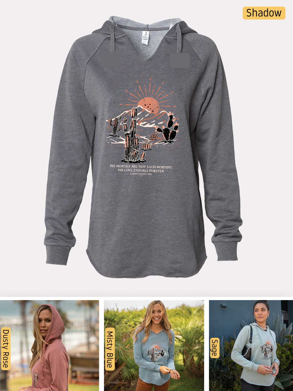 a women's hoodie with a picture of a cactus on it