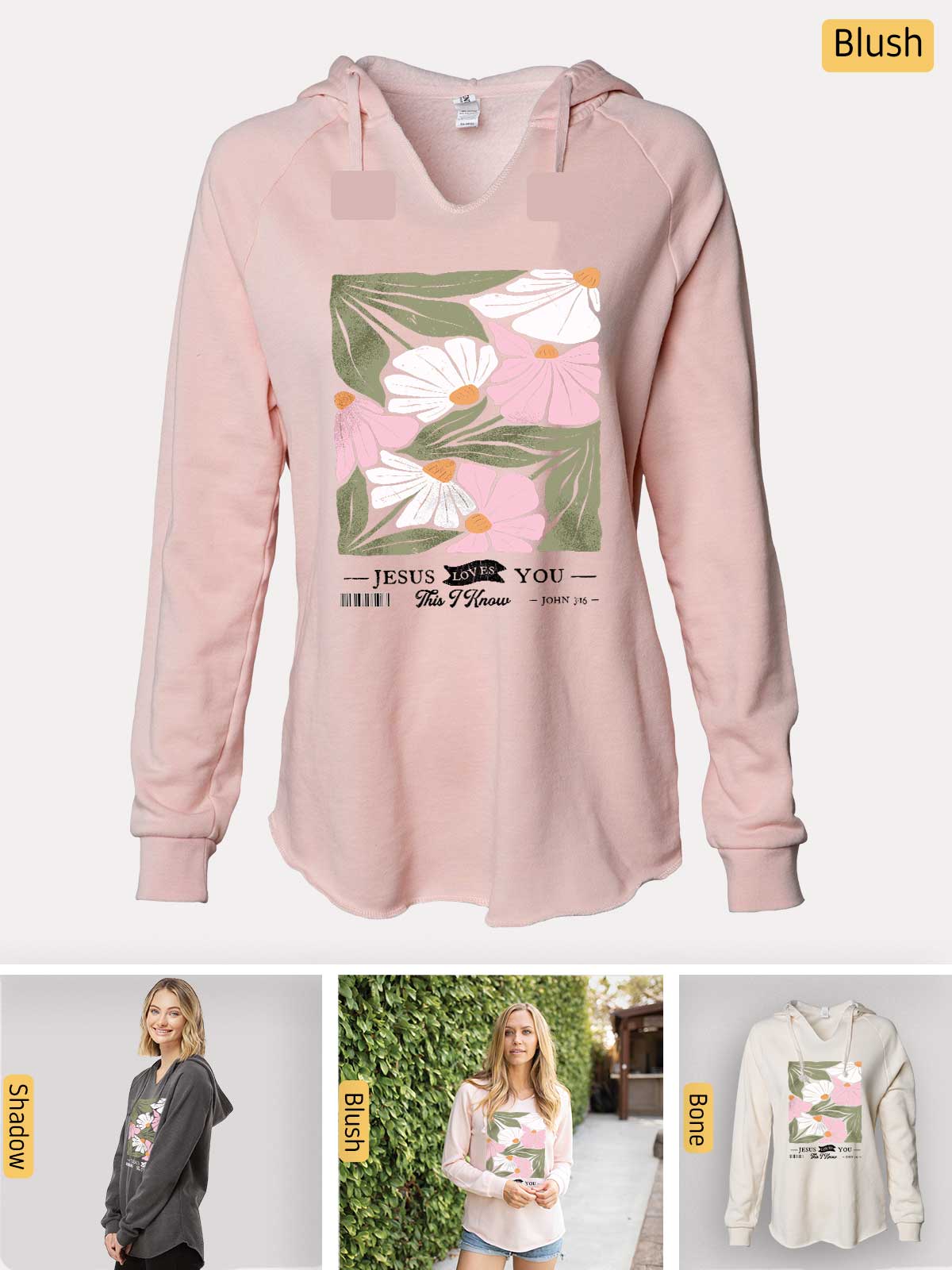 a women's sweatshirt with a picture of flowers on it