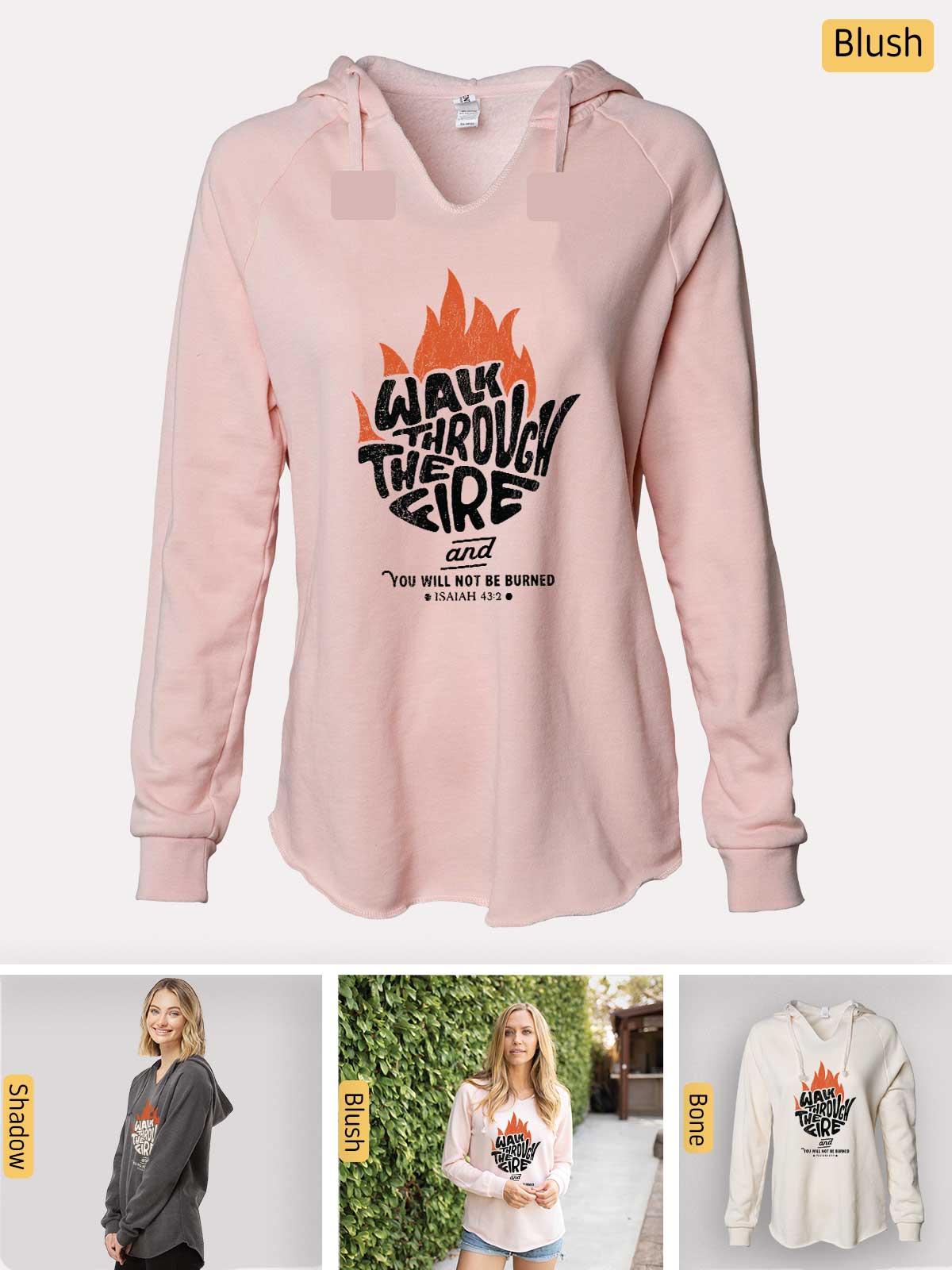 a women's pink hoodie with a picture of a woman's shirt