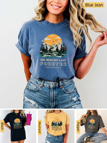 a woman wearing a t - shirt that says the great outdoors is forever