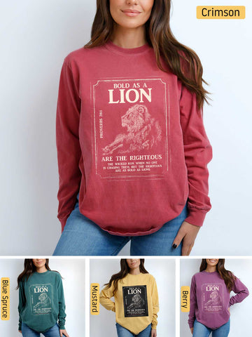 Bold as a Lion - Proverbs 28:1 - Medium-weight, Unisex Longsleeve T-Shirt