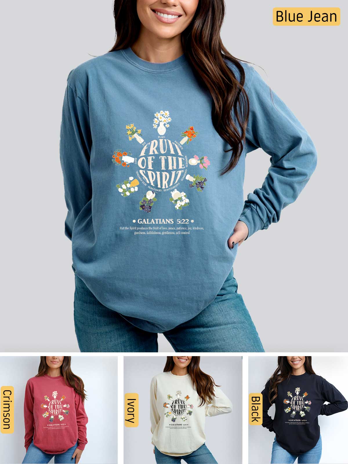 a woman wearing a blue sweatshirt with the words run of the sun on it